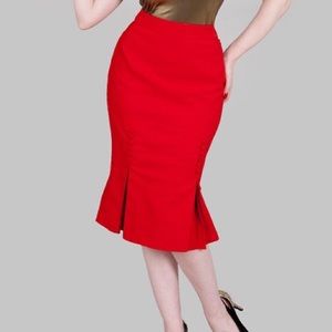 Bettie Page by Tatyana red Catwalk pencil Skirt
